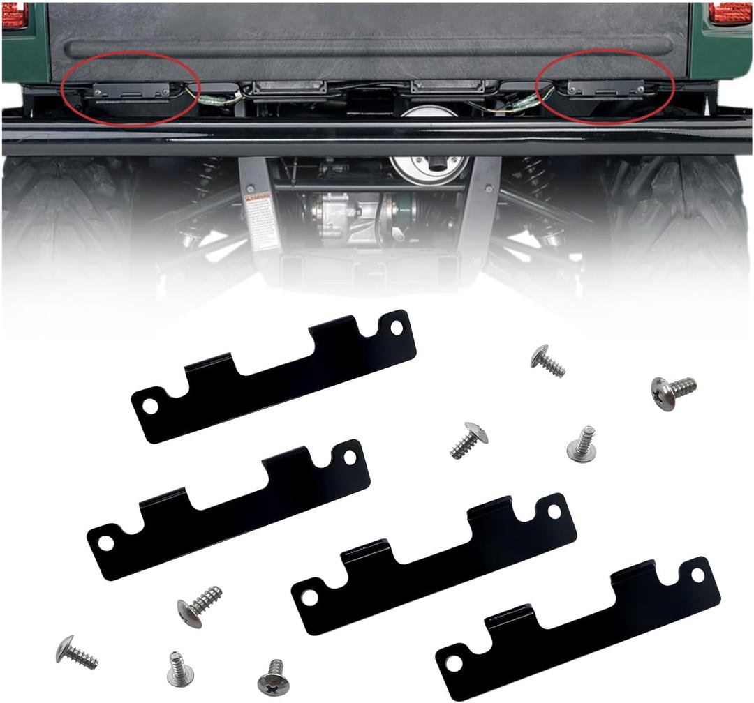 Black Gate Tailgate Hinge Plates with Stainless Steel Mounting Screws for Rhino 450 660 700 YXR450 YXR660 YXR700 4x4 2005-2013 OEM# 5UG-F4669-00-00