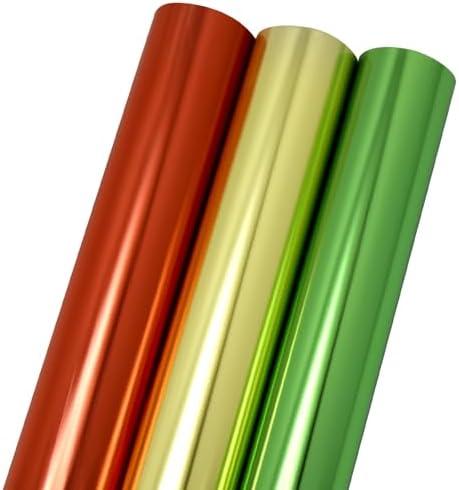 Wrapping Paper Christmas Rolls, 3 Rolls Red Green Gold Gift Wrap Paper for Chrsitmas, Holiday, Party Celebration (17" X 120" Per Roll), Set of 2