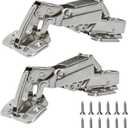 BADALU 175 Degree Kitchen Cabinet Hinges (1 Pair, 2 PCS) Concealed Hydraulic Adjustable Mounting, Soft Closing Nickel-Plated Steel Buffer Dampers for Frameless Cabinet Doors(Detachable Full Overlay)