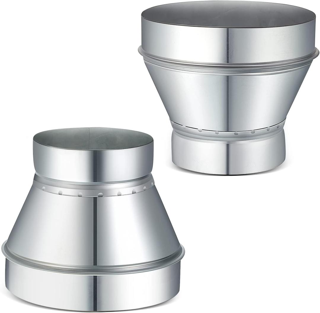 Dunzy 2 Pcs Duct Reducer 6 to 4 Inch Air Ducting Reducer Increaser Air Duct Adapter Round Galvanized Steel Ducting Connector for Bathroom Kitchen Inline Ventilation Systems