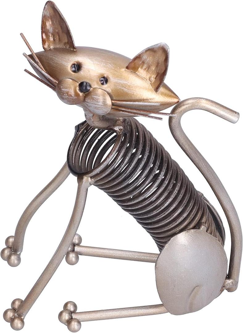 Metal Cat Sculpture Handmade Wrought Iron Home Decor Gifts for Living Room Study Room Entrance