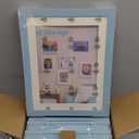 ABCHIOPQ 4 Pack Blue Kids Art Frame, 8.5x11 Front Opening Wood Kid Artwork Frames Changeable, Wallmounted or Standing Children Art Frame with Mat, Holds 150 Pcs, Drawing Display Storage Frames