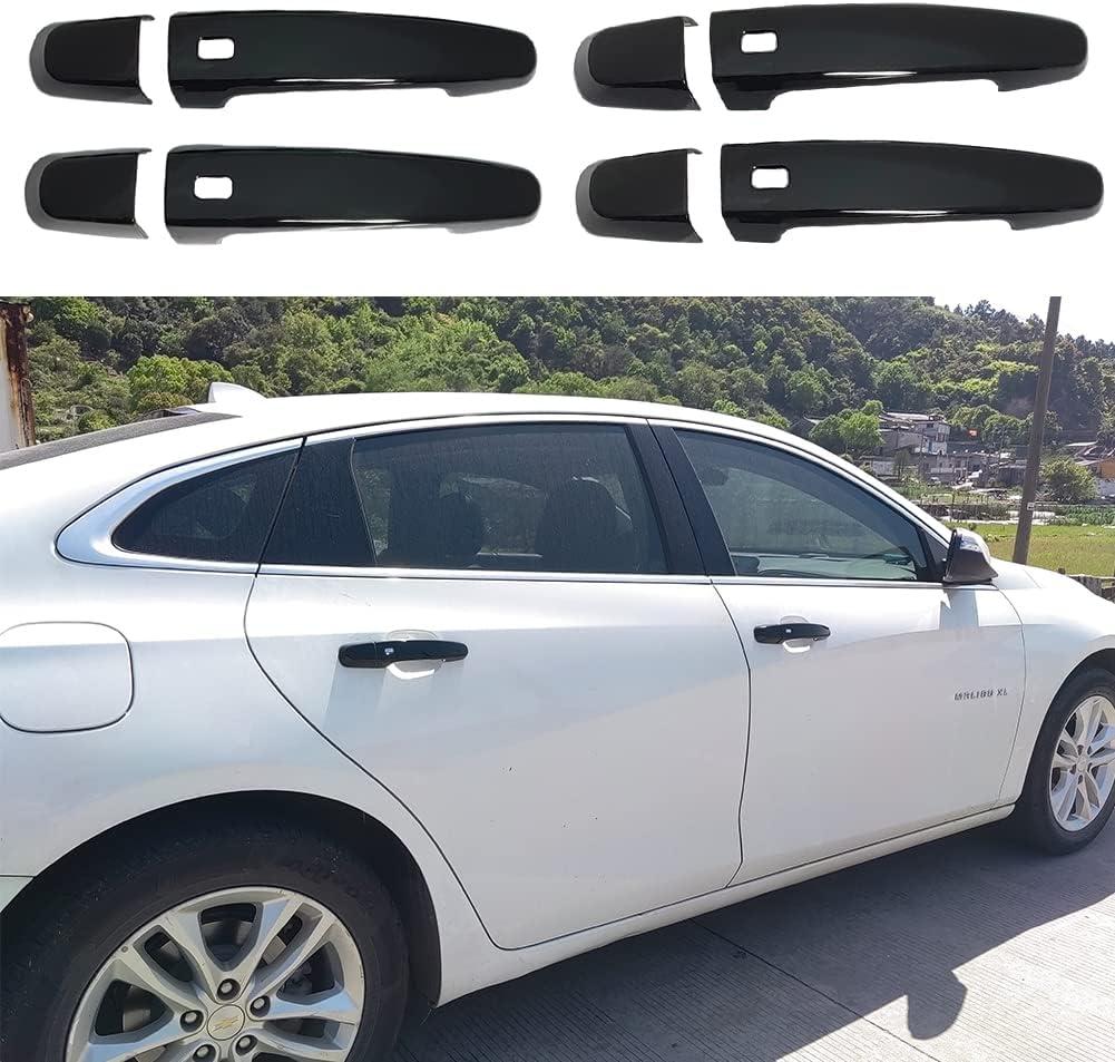 Glossy Black Exterior Door Handle Cover Trim for Chevy Malibu 2016-2025 or Equinox 2018-2024 or Traverse 2018-2024 or Impala 2014-2020 or Blazer 2019-2025 with 4 Smart Keyhole