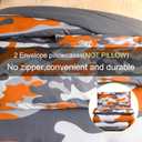 Kids Camo Bedding Set, Army Camouflage Bedding Queen Comforter Set for Boys Girls Teens Bedroom Decoration, 3Pcs (Orange, Queen)