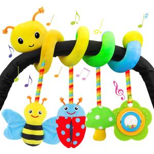 FPVERA Car Seat Toys for Babies 0-6 Months Upgraded Version Spiral Car Seat & Stroller Activity Toy, Soft Plush Hanging Toys with Rattles, Best Gift for Ages 0 and Up (Yellow+Green+Blue)