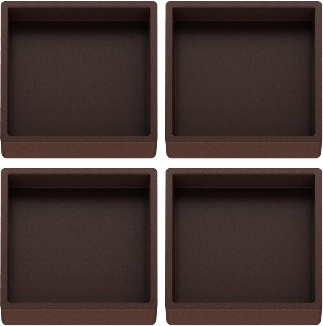 Furniture Coasters Caster Cups Rubber 2.5 inch Square no Slip Pads Furniture Leg Protectors-for Hardwood Floors (4, Square Brown)
