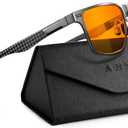 ANYLUV Blue Light Glasses Men/Women, Al-Mg Metal Computer Blue Light Blocking Glasses, Relieve Eyestrain and Eye Protection ((Max Protection) 07- Gunmetal Carbon Fiber)