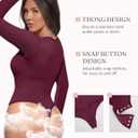 FeelinGirl Long Sleeve Shapewear Bodysuit for Women - Tummy Control Body Suits Seamless Thong Round Neck Body Shaper