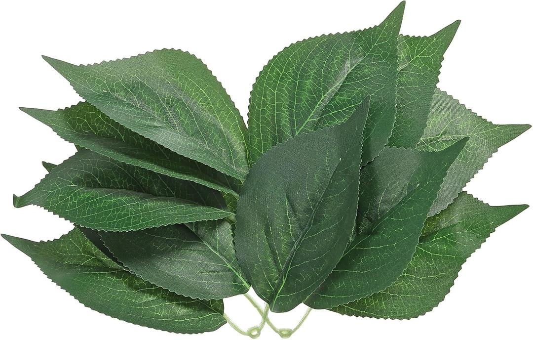 PATIKIL 3.15x 11.02 Artificial Silk Hydrangea Leaf, 40 Pcs Artificial Green Fake Leaves