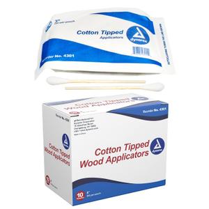 Dynarex 3-Inch Non-Sterile Cotton Tipped Applicators - Single-Use Wooden Cotton Tip Applicators for Wound Care, Dressing, Hygiene, Makeup, Cleaning, Jewelry - 1 Box of 1000