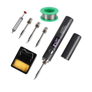 Cordless Soldering Iron Kit, Rechargeable USB-C Soldering Pen with OLED Screen, Portable Battery Powered Solder Iron for Electronics Repair, Includes 3 Tips & Lead-Free Solder Wire