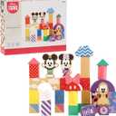 Just Play Disney Wooden Toys Mickey Mouse & Friends Block Set, 28-Piece Set Includes Mickey Mouse, Minnie Mouse, and Pluto, Kids Toys for Ages 18 Month