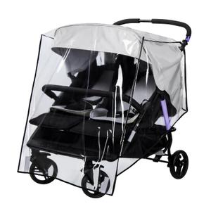 Bemece Double Stroller Rain Cover, Weather Shield Double Stroller for Side by Side Seats Twin Stroller, Baby Outdoor Activities Accessories, Protects Children from Rain, Snow, Wind (transparent-Width)