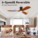 Livory 52” Wood Smart Low Profile Ceiling Fan with Lights Remote, Quiet DC Motor, Outdoor Indoor Flush Mount, Voice Control via WIFI Alexa App, Modern Dimmable Lighting for Bedroom Patio