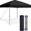 HYPER VENTURE 10x10ft Pop Up Canopy Tent with One Push Setup, Portable Outdoor Event Shelter with Rolling Carry Bag for Camping, Beach, Market, Patio (Black)