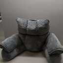 RRPAHWTV Reading Pillow for Bed with High Arm Rests ,Back Support Pillow for Sitting Up in Bed with Shredded Memory Foam for Reading, TV, Gaming or Relaxing on FloorCharcoal Gray, Large (Large-For heights over5'3"-Weight6.83 lbs)