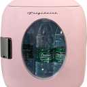Frigidaire Retro Mini Personal Fridge Cooler, Holds 9L or 12 Cans, Portable for Car, Office, Bedroom, Dorm Room, or Cabin, Features Plugs for Home Outlet & 12V Car Charger - 10"D x 7"W x 10.5"H, Pink
