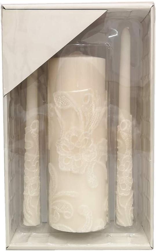 Hosley 11.50 Inch High Cream Wedding Unity Candle Set Includes 1 Pillar and 2 Taper Candles Great for Weddings as Well as Special Events and Emergency Lighting or for Reiki Spa Meditation