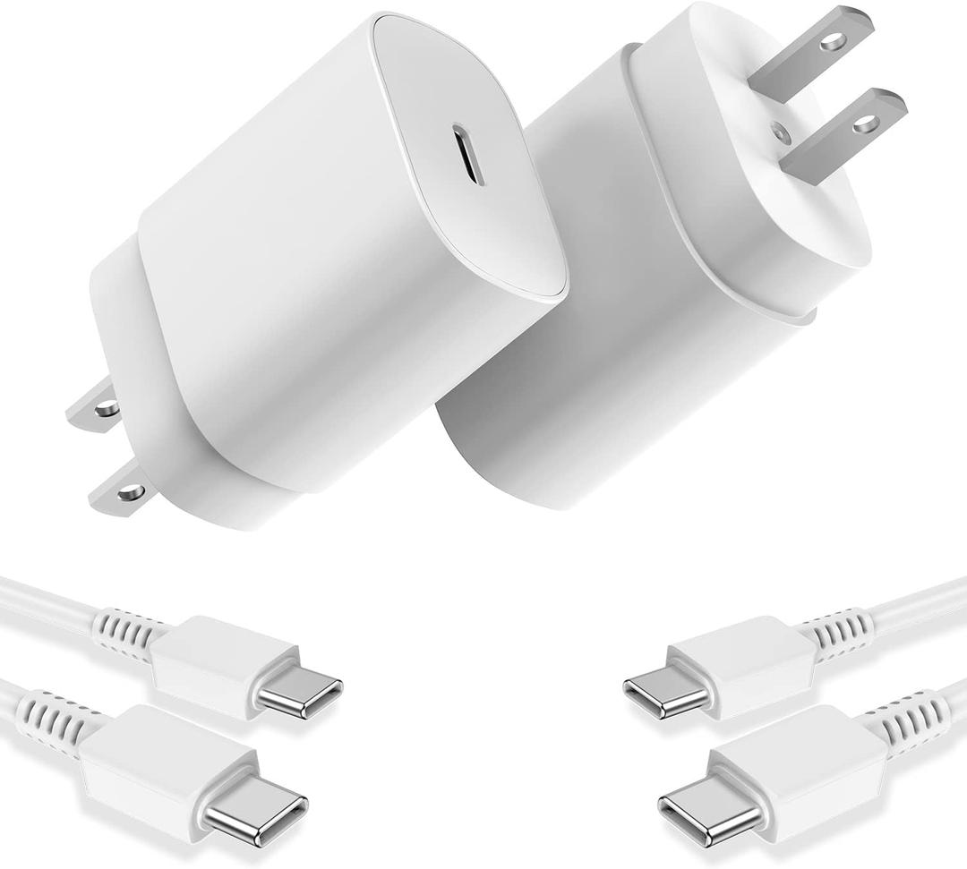 Type C Charger, 2 Pack 25W PD USB C Wall Charger Super Fast Charging Block & 10ft Android Phone Charger Cable for Samsung Galaxy S23 S22 S21 S20 Plus Ultra Note 20 10 9 8/ S10 S9 S8 Pixel 6 5 4 Pro XL (White)