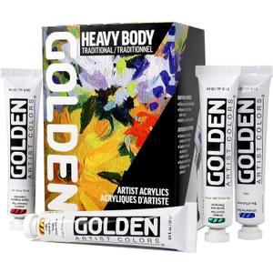Heavy Body Acrylics by GOLDEN, Traditional Set, 7 Color, Professional Acrylic Paint