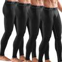 HOPLYNN 4 Pack Compression Pants Tights Leggings Men, Winter Baselayer for Running Workout Sports Yoga (Small, 2 Black + 2 Black ( Gray Line))