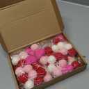 Chuangdi 2 Pieces Valentine's Day Felt Ball Garlands Heart Ball Felt Banners Colorful Pom Pom Fluffy Heart Garlands for Valentine's Day Wedding Birthday Party Decoration, 60 Balls, 4 Colors