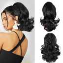 Ponytail Extension, 12 Inch Pony Tails Hair Extensions, Hold Securely, Tangle-Free,Curly Wavy Natural Looking Synthetic Claw Clip Ponytail Extension for Daily Use