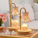 JACKYLED Candle Warmer Lamps 2-Pack, Height Adjustable Fragrance Candle Warming Lamps with 4 Bulbs 35W, 2H/4H/8H Timer and 4-Level Dimmer, Wax Warmer Heater Lamp for Home Decor, Housewarming Gift (Rubberwood)