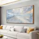 Abstract Canvas Wall Art Large Modern Framed Artwork Light Blue 58" x 29"