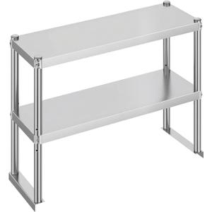 KUARBARR Stainless Steel Over Oven Shelf 12 x 36 Inch, Commercial 2 Tier Metal Over Table Shelf, 91 x 30 x 60 cm, 380 lbs Capacity for Restaurant, Kitchen, Garage & Workshop