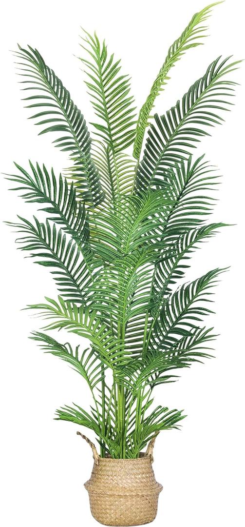 HAIHONG 6FT Artificial Palm Tree,Faux Areca Palm Plant with Real Touch Leaves and Adjustable Branches,Fake Tropical Palm Tree for Home Office Indoor Outdoor Modern Decoration