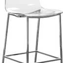 Meridian Furniture Lumen Collection Modern Contemporary Acrylic Counter Stool with Stainless Steel Base, 16.5" W x 20" D x 42" H, Chrome