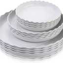 12 Pack Plastic White Round Wave Plant Saucer,Durable Heavy Duty Flower Plant Pot Drip Tray Container for Home Garden Indoor and Out Door Plant (6 Inch/8 Inch/10 Inch)