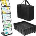 AmazingSpark Brochure Display Stand 5-Tier Foldable Magazine Rack Portable Double A4 Size Literature Brochure Holder Magazine Rack Metal 10 Pockets with Carrying Bag for Trade Show Exhibition Office
