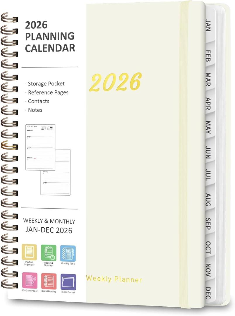11 x 2026 Planner, Weekly and Monthly Calendar Planning Agenda, Jan - Dec 2026, Academic Planner Book, Desk Accessories and Office School Supplies - A5 (6.3'' x 8.5'')