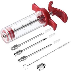 Amazon.com: Meat Injector Syringe - 3 Marinade Injector Needles for BBQ Grill, Premium Portable Turkey Injector kit for Smoker,Marinades Injector for Meats With 1oz Large Capacity 1 Brush Easy to Use & Clean Red : Home & Kitchen