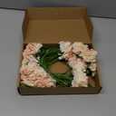 ICBOX Artificial Carnations Pink Silk Flowers 15pcs Fake Carnation Artifcial Flowers with Stems for Home Decor Wedding Bridal Bouquet Anniversary Birthday Floral Arrangements (Pink in White