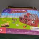 Farm Animal Toys with Portable Large Wooden Barn for Kids 3+ Years Old, 10 PCS Farm Animals Figures for Boys, Girls, Animal Lovers, Ideal Gift for Kids Toddlers, Improve Fine Motor Skills