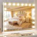 VANITII Hollywood Vanity Mirror with Lights 22.8" *31.5" USB Charging Light up Makeup Mirror with 18 LED Dimmable Bulbs 3 Color Lights Bedroom Cosmetic Mirror for Table and Wall