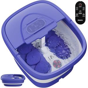 BEAUMOI Foot Spa Collapsible, Foot Bath Massager with Heat, Remote, Timer, and 24 Motorized Shiatsu Massage Balls, Foot Soaking Tub Supports Hot/Cold Water Soaking
