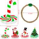 Vicenpal Christmas Ring Toss Game Set, Christmas Party Games for Adults, Family, Xmas Wooden Ring Toss with 4 Rings Candy Cane Snowman Santa Claus Nutcracker Fun Games Gifts