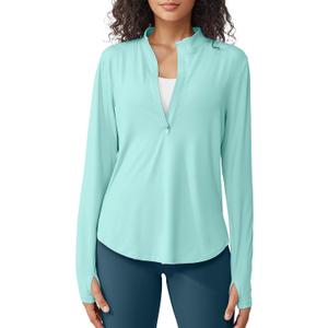 G4Free Lightbreeze Womens UPF 50+ Long Sleeve Sun Shirts Half Zip Pullover (Blue, XS)