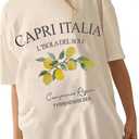 Oversized Vintage Graphic Tees Tshirts for Women Cute Lemon Fruit Tops Y2k California Aesthetic Baggy T Shirts Coastal Summer Preppy Clothes (White, L)