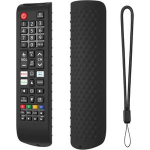 Hi Color Silicone Cover for Samsung TV Remote BN59-01315J, BN59-01315A, BN59-01199F - Soft, Durable, Anti-Slip & Shockproof Protective Case with Lanyard for Samsung Smart TV Remote Control (Black)