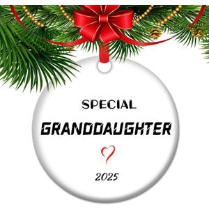 Granddaughter Xmas Ornament, Special Granddaughter Ceramic Christmas Bauble (V3)