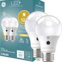 GE LED+ A19 Dusk to Dawn LED Light Bulb, Automatic On/Off Outdoor Security Light, Daylight (2 Pack)
