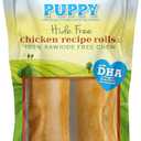 Canine Naturals Puppy Chicken and Rice Chew - Rawhide Free Puppy Treats - Made with USA Chicken - All-Natural & Easily Digestible - 2 Pack of 7-Inch Rolls for Puppies (EXP 12/31/25)