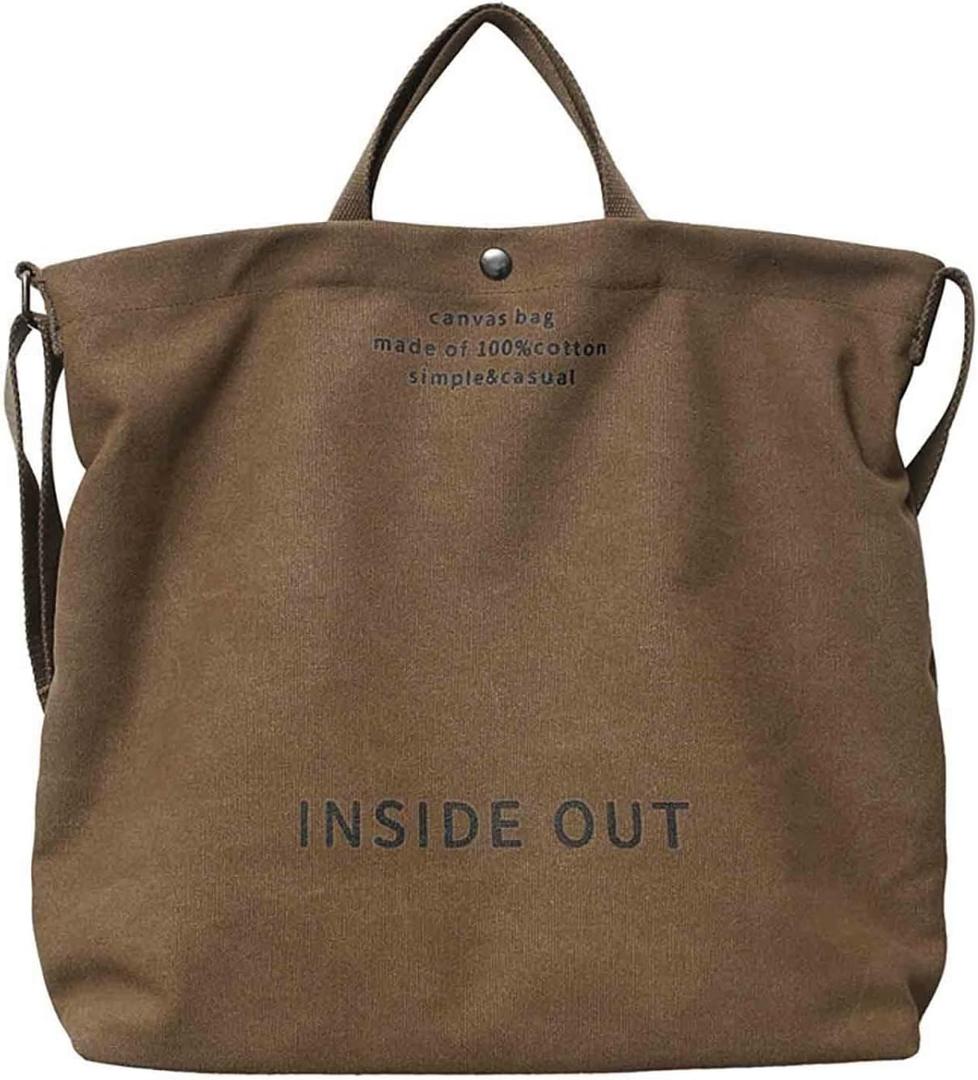 Sumleno Women Large Canvas Tote Handbags Casual Shoulder Work Bag Crossbody Top Handle Vintage Grunge Hobo Bag (One Size, Coffee)