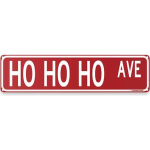 Ho Ho Ho Avenue Christmas Theme Street Sign 16" x 4" Holiday Humor Ornament Novelty Home Decor Wall Decoration (HoHoHoStreet)