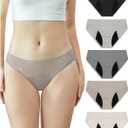 Neione Period Underwear Menstrual Panties Comfortable Modal Bikini Cheeky Briefs for Women Girls (X-Small, 5-pk Satori)